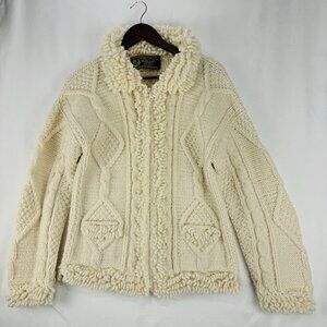 Boho Fisherman Core Milma’s Crafts Women's Large Llama Wool Zip Jacket Ecuador